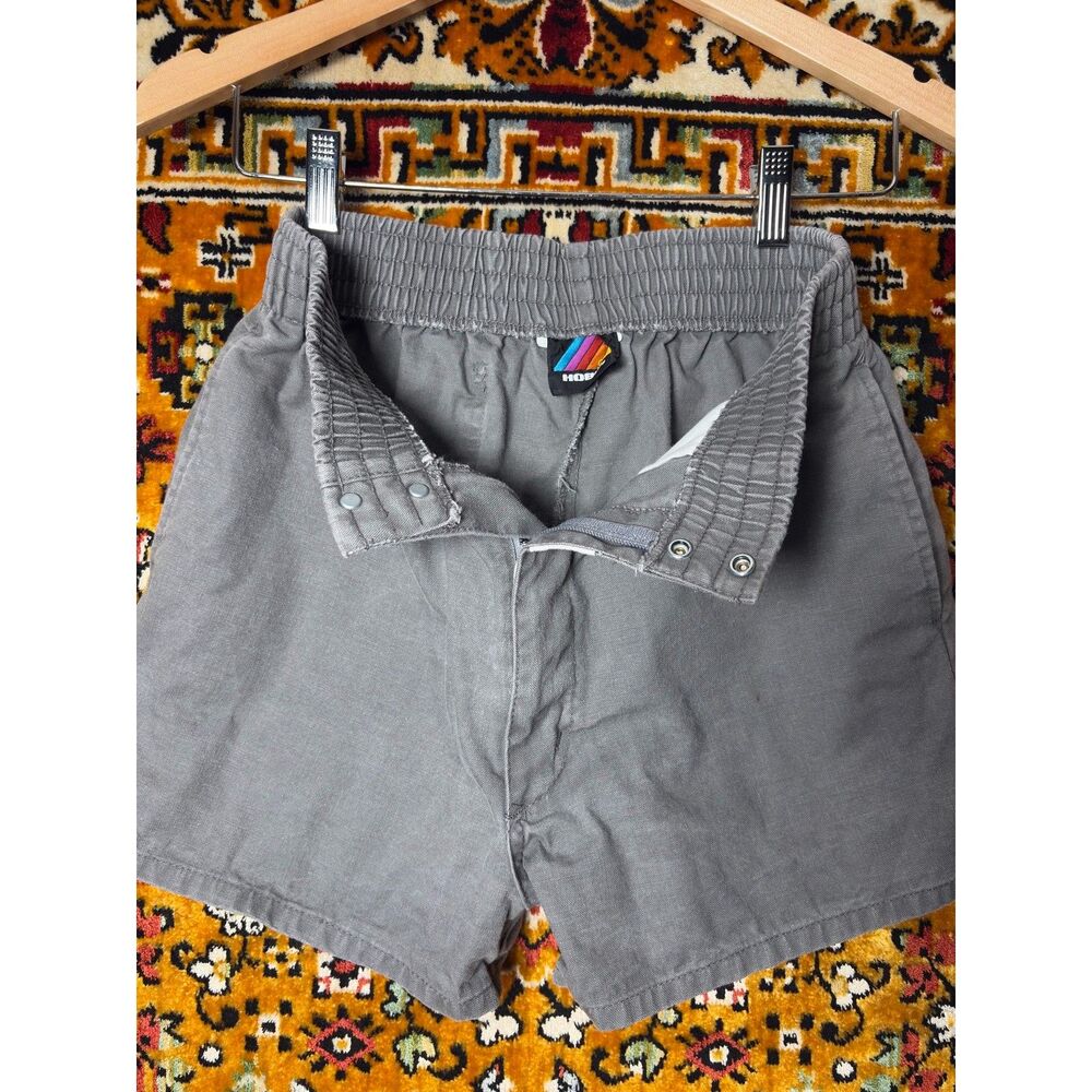 80s Vintage Hobie Faded Gray Canvas Sailing Shorts Surf Techwear Unisex XS / S - Picture 4 of 8